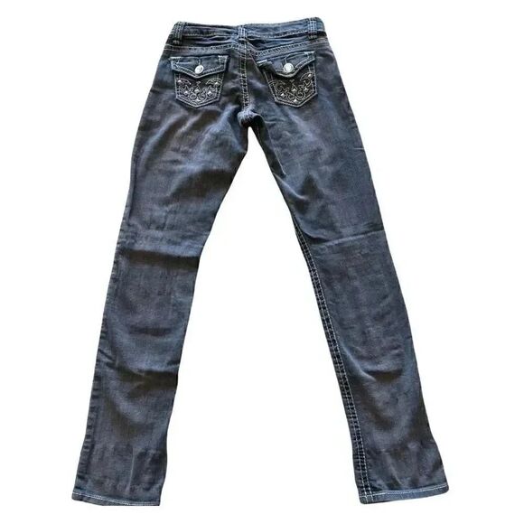 V.I.P Girls Acid Wash Denim Skinny Low Rise Jeans - Picture 2 of 4